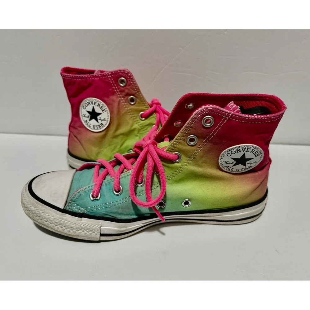 Converse Chuck Taylor All Star High Top Ombre Pink Teal Sneakers A07337F Kids 5